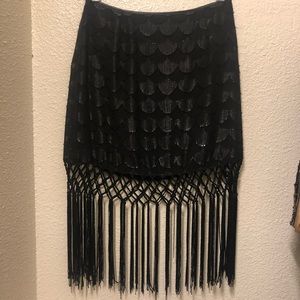 ASTR black fringe party skirt